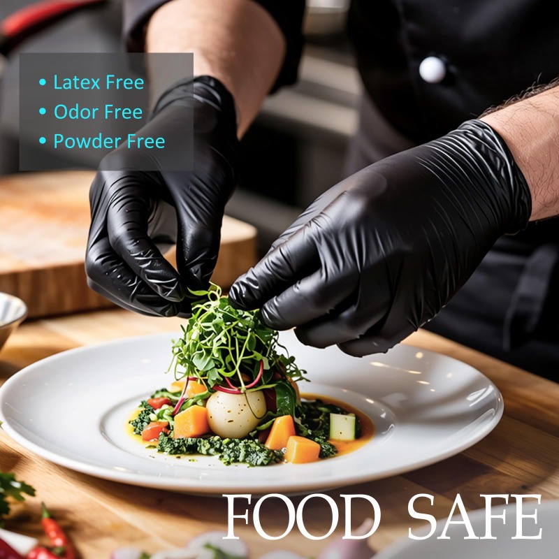 Home Cooking Meals - Gants jetables noirs en nitrile pour