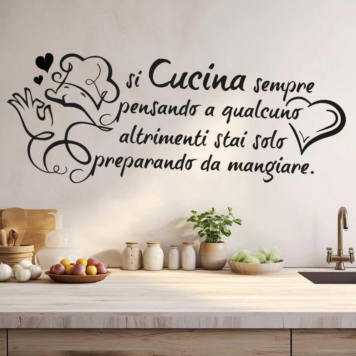 Home Cooking Meals - Autocollant mural avec citation d'amour pour